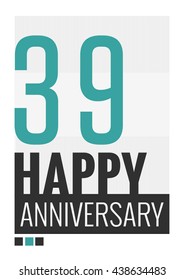39 Years Happy Anniversary (Vector Illustration Poster Design)