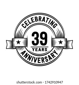 39 years logo design template. 39th anniversary vector and illustration.