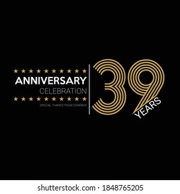 39 years old celebrating logo. happy anniversary 39th. Greetings celebrates.