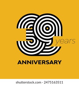 39 years retro anniversary vector template template design illustration