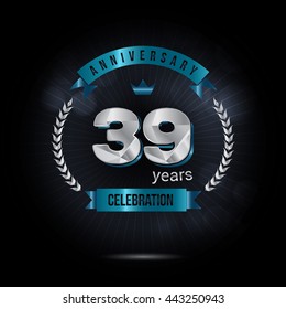 39 Years Silver anniversary logo, low poly design number