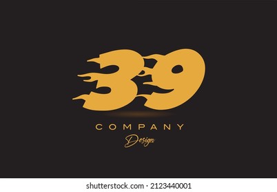Diseño de iconos de logotipo de número amarillo 39. Plantilla creativa para empresas y empresas