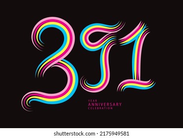 391 number design vector, graphic t shirt, 391 years anniversary celebration logotype colorful line,391th birthday logo, Banner template, logo number elements for invitation card, poster, t-shirt.
