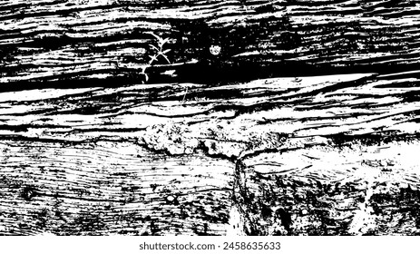 3-92.Wood Surface Texture Effect - Illustration Old Wood Black and White Vector Texture.
