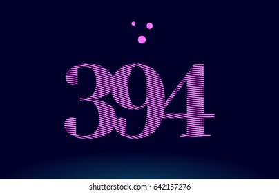 394 number digit logo pink line stripes magenta purple blue font creative text dots company vector icon design