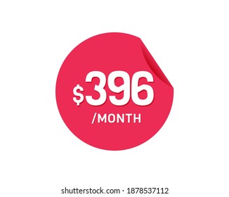 $396 Mes de Dólar. 396 USD Pegatina mensual