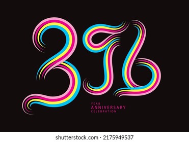 vector de diseño de 396 números, camiseta gráfica, celebración de 396 años línea colorida de logotipo de tipo lotipo, logo de 396º cumpleaños, plantilla de pancarta, elementos de número de logotipo para tarjeta de invitación, afiche, camiseta.