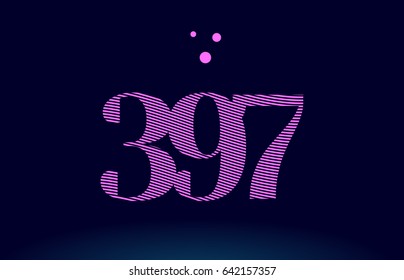 397 number digit logo pink line stripes magenta purple blue font creative text dots company vector icon design