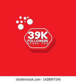 39k Followers - thank you. red design template 39,000 followers