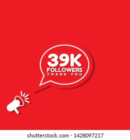 39k Followers - thank you. red design template 39,000 followers