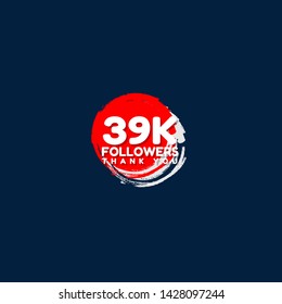39k Followers - thank you. red design template 39,000 followers