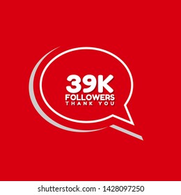 39k Followers - thank you. red design template 39,000 followers