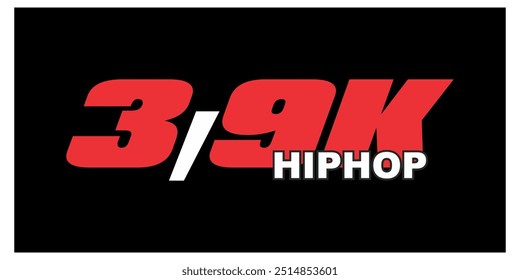 3.9k HIPHOP vetor número, conceito vermelho no fundo branco.