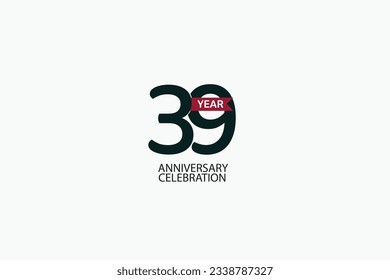 39, 39 años, 39 años de celebración del aniversario Black Line. logotipo aislado en fondo blanco para celebración, tarjeta de invitación y vector de tarjetas de felicitación