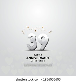 39th anniversary background with 3D number illustration