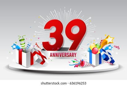 39th Anniversary celebration background. stock vector template