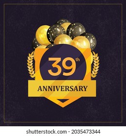 39th Anniversary Celebration Design, Vector illustration design.
