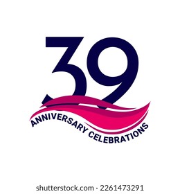 39th anniversary celebration logo design. Vector Eps10