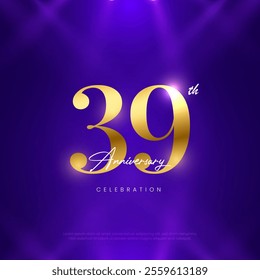 39th Anniversary celebration, Thirty-ninth year Anniversary celebration on lights background for celebration event, festive illustration.