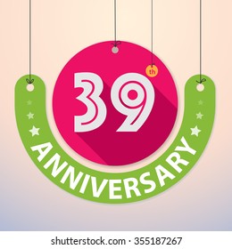 39th Anniversary - Colorful Badge, Paper cut-out