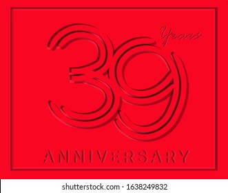 39th Anniversary with elegant red stripe motif, anniversary template design for web ,Creative poster, booklet, leaflet, flyer, magazine, invitation card