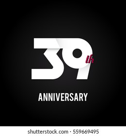 39th Anniversary  Logo Celebration, Flat Design Isolated on Black Background