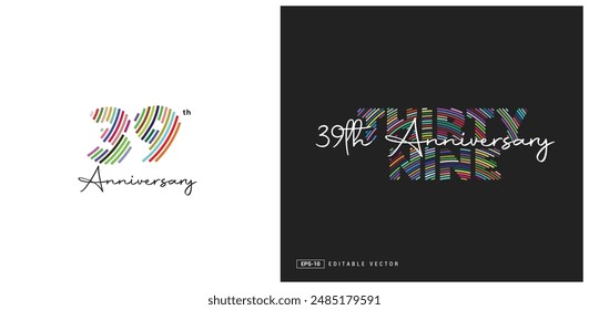 39th Anniversary Logo Design, Number 39 Vector Template.