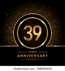 39th anniversary logo. Golden anniversary celebration logo design for booklet, leaflet, magazine, brochure poster, web, invitation or greeting card. rings vector illustrations.