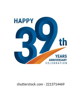 Logotipo del 39º aniversario, diseño del logotipo perfecto para la celebración del aniversario, ilustración vectorial