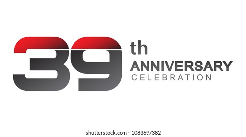 39th anniversary logo red and black design simple isolated on white background for anniversary celebration.
