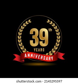 39th Anniversary logotype. Anniversary celebration template design for booklet, leaflet, magazine, brochure poster, banner, web, invitation or greeting card. Vector illustrations.