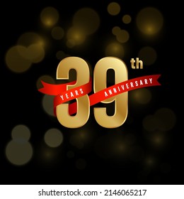 Logotipo del 39° Aniversario. Diseño de planilla de celebración del aniversario para folletos, folletos, revistas, afiches de folletos, banner, web, invitación o tarjeta de saludo. Ilustraciones vectoriales.