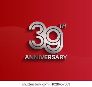 39th anniversary logotype silver color with multiple line style for celebration event