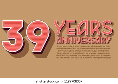 39th Anniversary numbers. background for anniversary