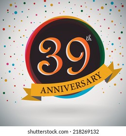 39th Anniversary poster / template design in retro style - Vector Background