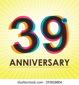 39th Anniversary poster / template design in retro style - Vector Background