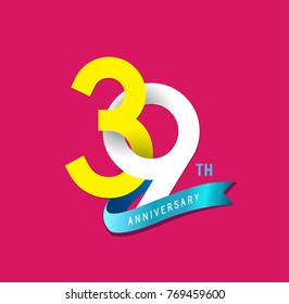 39th Anniversary simple emblems, template design for web, game ,Creative poster, booklet, leaflet, flyer, magazine, invitation card