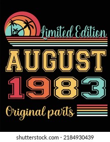 39th Birthday Vintage Legends Born In August 1983 39 Years Old Retro Birthday Ideas Beach Palm Tree