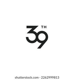 39th number thirty nine minimal logo, icon, sign, symbol design concept