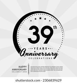 39th year anniversary design template. vector template illustration