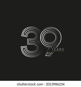 39th years anniversary celebration logotype with linked number black and white. Simple and modern design, vector design for anniversary celebration.