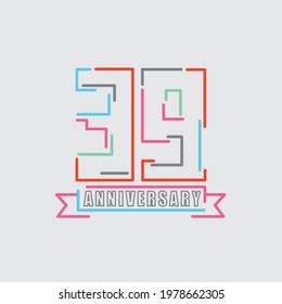 39th Years Anniversary Logo Birthday Celebration Abstract Design Vector Illustration.