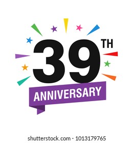 39th Years Anniversary Logo Design Vector. Modern Illustration