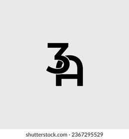 3A initial letter number monogram typography logo vector