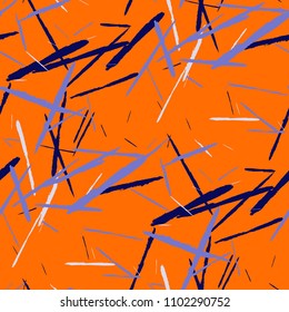 3Abstract Scratched Texture with Brush Strokes. Scribbled Grunge Rapport for Tablecloth, Shirt, Dress. Rustic Vector Background