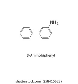 3-Aminobipheny skeletal structure.Aromatic amine compound schematic illustration. Simple diagram, chemical structure.