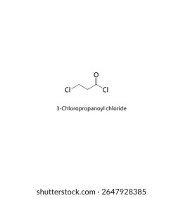 Estrutura esquelética do cloreto de 3-cloropropanoílo Ilustração esquemática do composto de cloreto ácido halogenado. Diagrama simples, fórmula química.