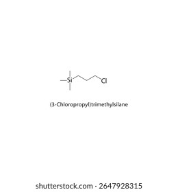 Estrutura esquelética de (3-cloropropil)trimetilsilano Ilustração esquemática do composto organossilano. Diagrama simples, fórmula química.