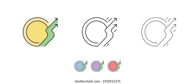 3-coin icon set. Saving money, Do not enter an Uptrend. Icon set in different colors and different thickness. Money line icons set vector illustration. Modern line art.