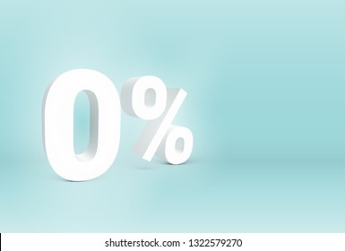 3D '0%' sign, vector illustration